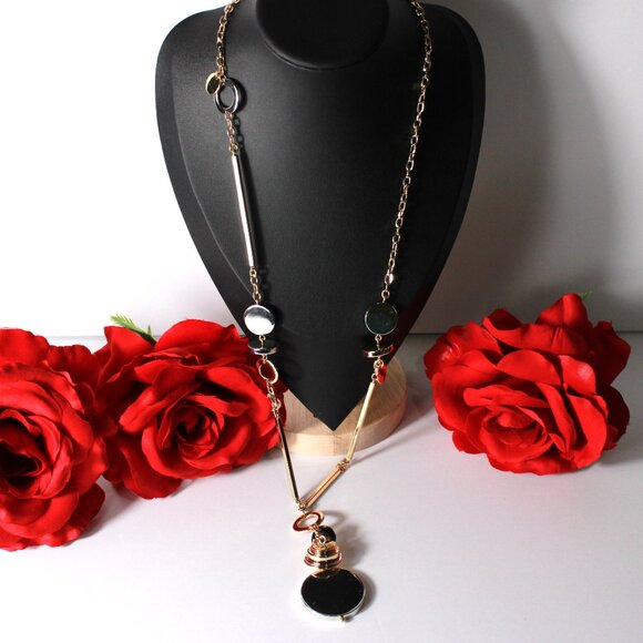 Chico's Silver and Gold Disk Necklace - Picture 2 of 9